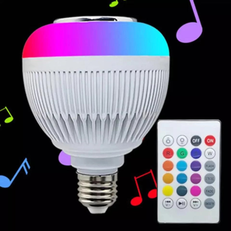 Lâmpada LED com Caixa de Som Bluetooth de 12W e Controle Remoto.
