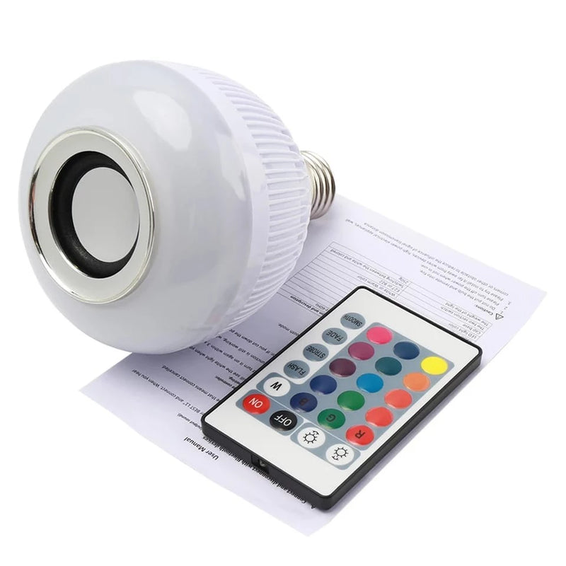 Lâmpada LED com Caixa de Som Bluetooth de 12W e Controle Remoto.