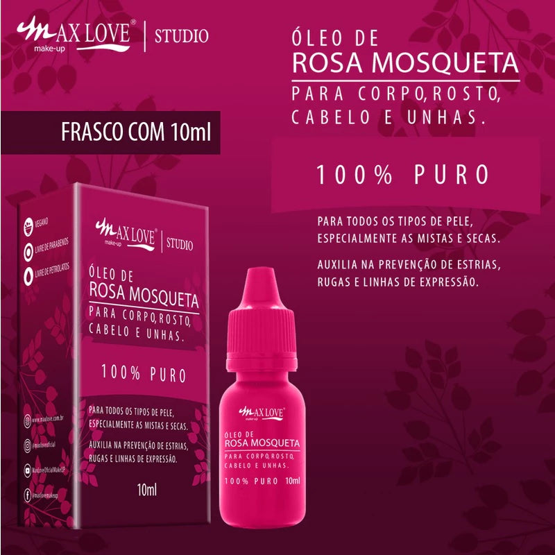 Kit Skin Care com Óleo de Rosa Mosqueta - Hidratação e Limpeza Profunda - 6 Itens.