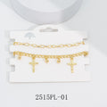 Kit com 2 Pulseiras Femininas Douradas - Braceletes de Luxo com Detalhes em Strass.