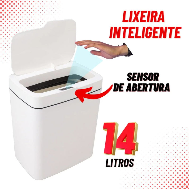 Lixeira Inteligente Automática de 14 Litros - Ideal para Banheiro e Cozinha.